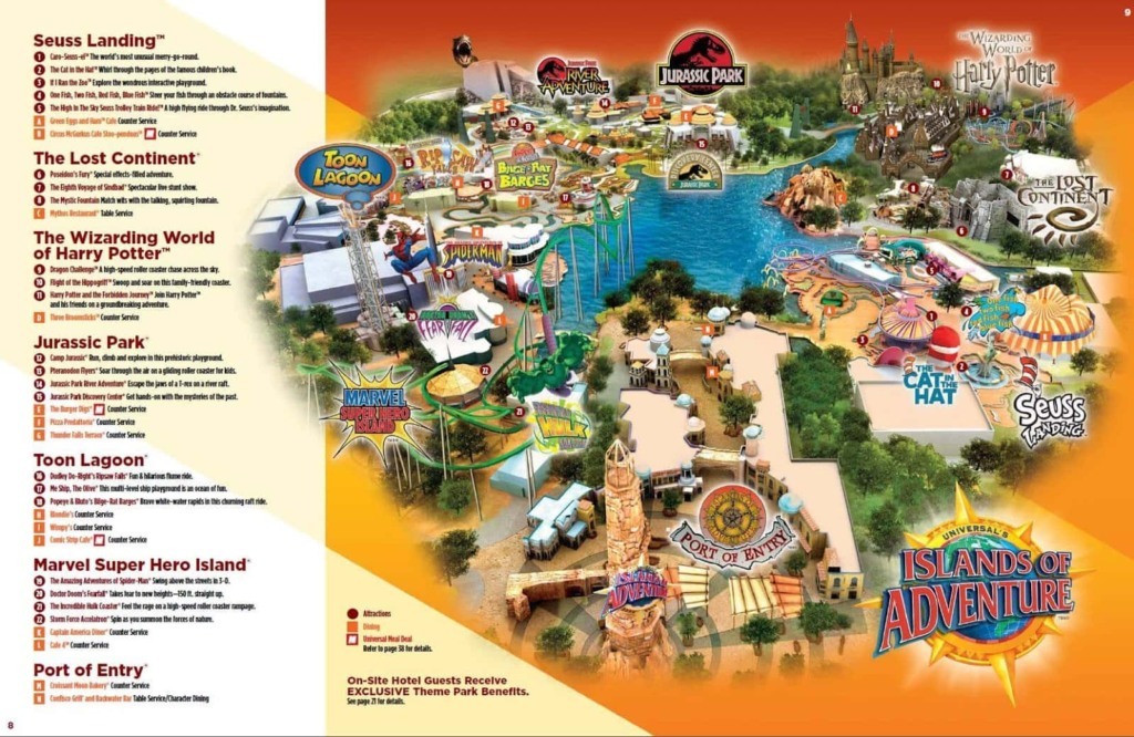 Mapa do Parque Islands of Adventure em Orlando