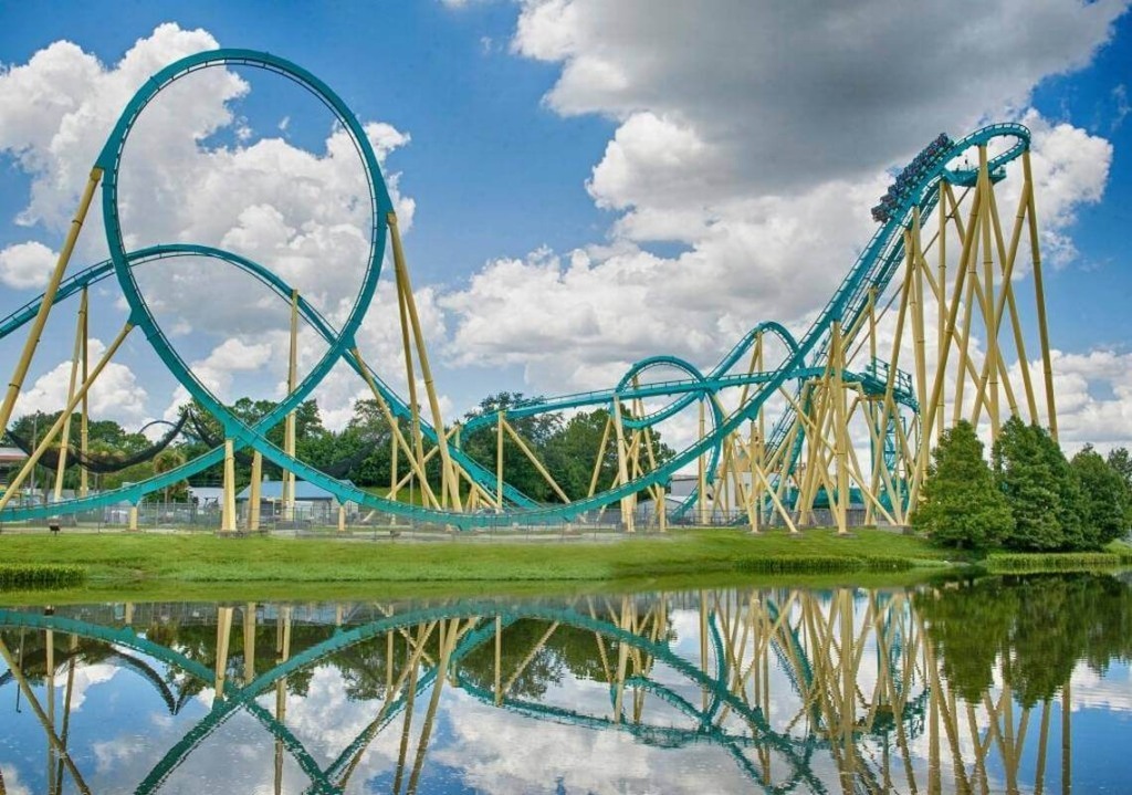 Estrutura da montanha-russa Kraken no SeaWorld Orlando