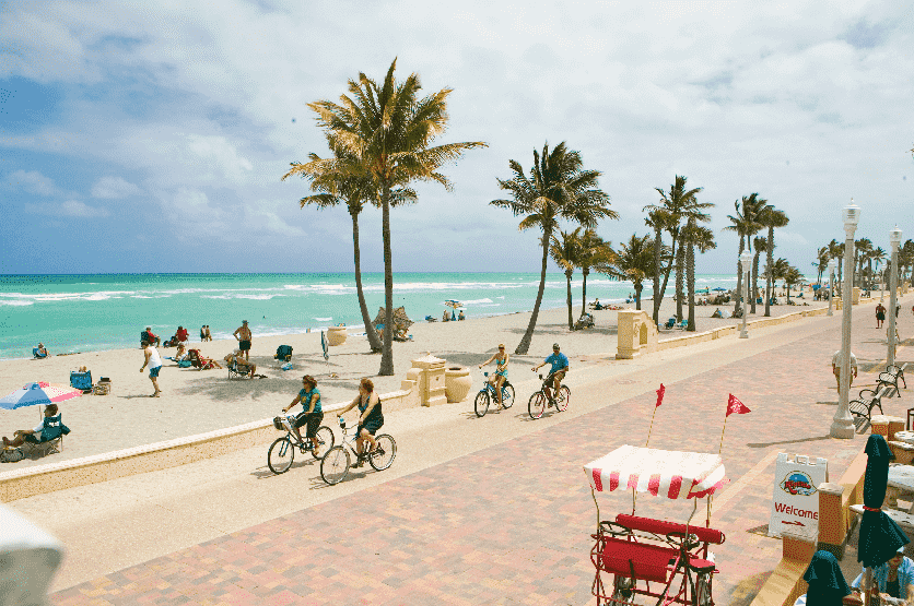  O calçadão de Hollywood Beach