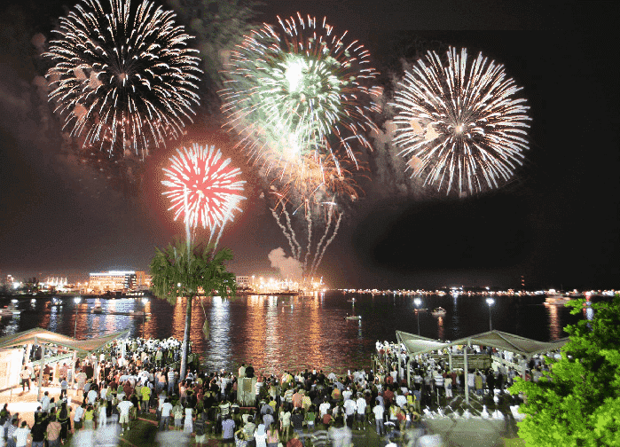 Fogos de artifício da Festa de ano-novo com o Pitbull em Miami