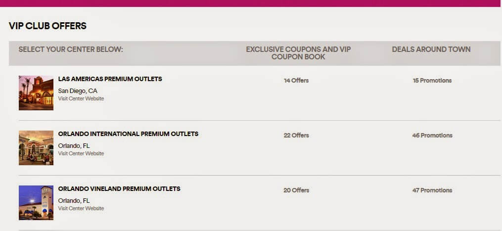 Site dos cupons de desconto no Outlet Premium em Orlando