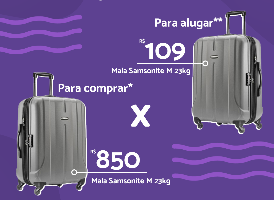 Comparação de preços entre comprar e alugar mala