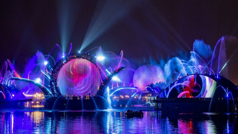 Luzes e cores do Harmonious no Disney Epcot Orlando