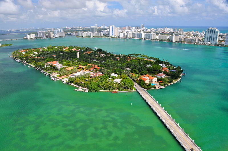 Vista aérea do helicóptero em Miami